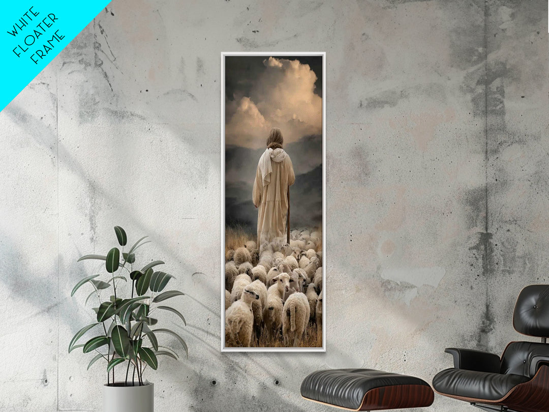 Shepherd Of Peace – Framed Canvas Print – Christian Wall Art – Jesus Painting – Christian Art Canvas – Narrow Art – Christian Art