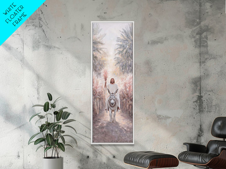 Palm Road Arrival – Framed Canvas Print – Christian Art Canvas – Christian Wall Art – Skinny Art – Christian Painting – Jesus Art