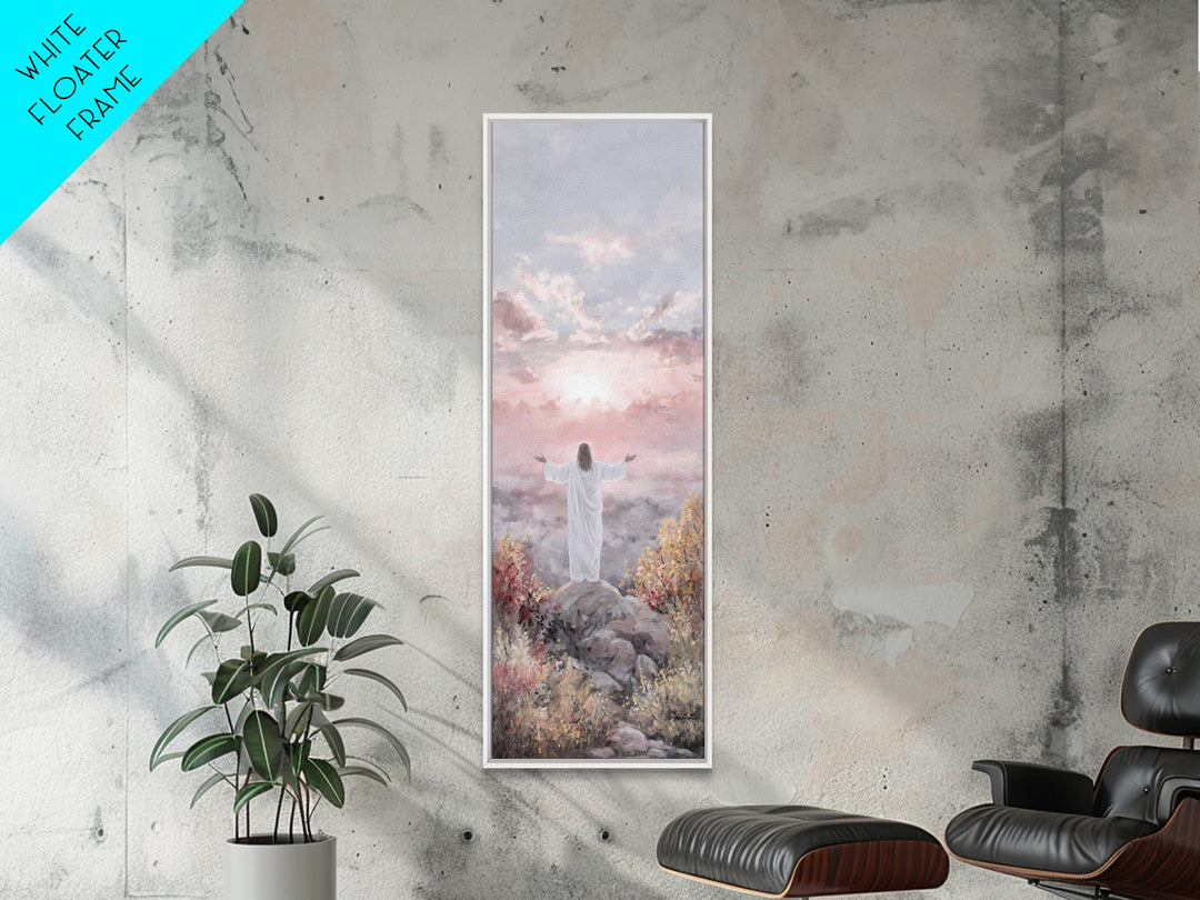 Dawn of Mercy Light, Framed Canvas Print, Christian Art Canvas, Jesus Painting, Christian Wall Art, Skinny Art, Christian Christmas Art, Ch