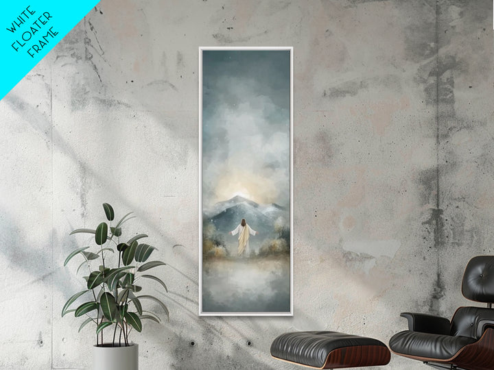 Heavenly Mountain Rise | Framed Canvas Print | Christian Wall Art | Christian Art Print | Tall Skinny Art Print | Jesus Painting | Christma