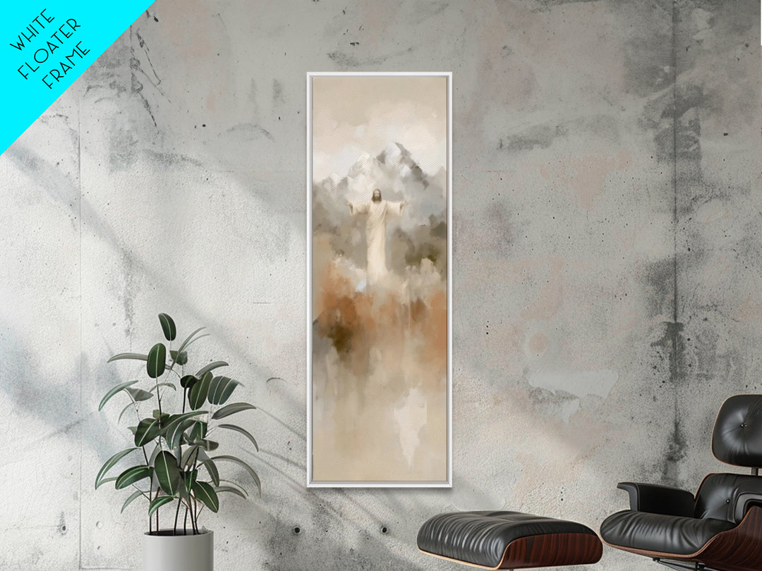 Sacred Misty Dawn | Framed Canvas Print | Jesus Painting | Christian Art Canvas | Christian Wall Art | Skinny Art | Christian Christmas Art