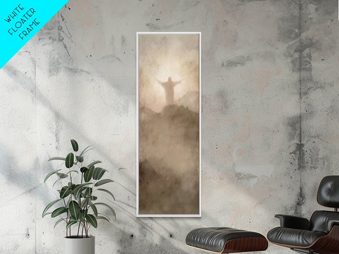 Shepherd’s Quiet Path – Framed Canvas Print – Christian Art Canvas – Jesus Painting – Christian Wall Art – Tall Skinny Art Print – Christma