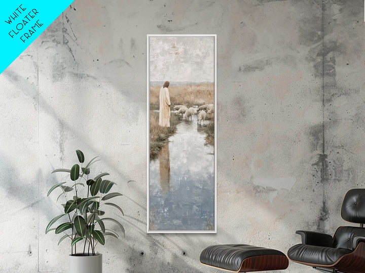 Pasture of Gentle Faith | Framed Canvas Print | Christian Wall Art | Jesus Painting | Narrow Art | Christian Art Canvas | Christmas Art | C