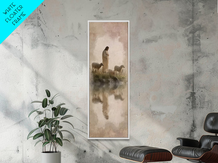 Pasture of Gentle Hope, Framed Canvas Print, Jesus Painting, Christian Art Canvas, Christian Wall Art, Skinny Art, Christian Christmas Art,