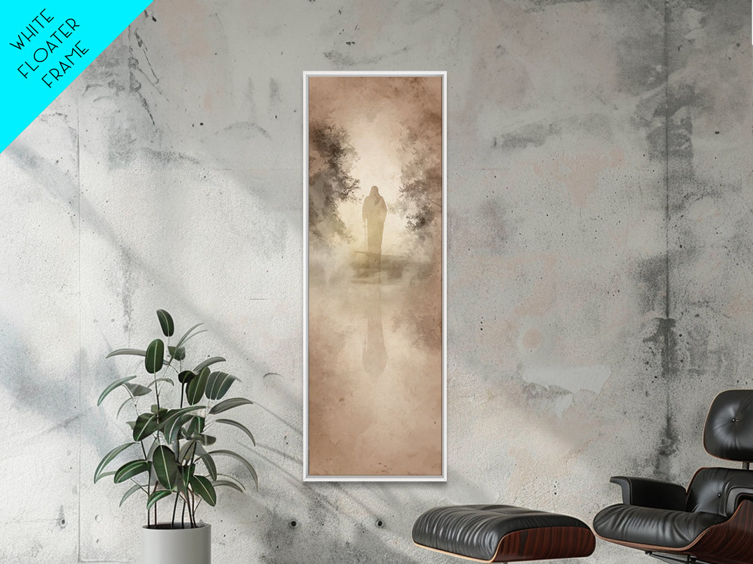Autumn Prayer Walk | Framed Canvas Print | Christian Art Canvas | Jesus Painting | Christian Wall Art | Narrow Art | Christian Christmas Ar