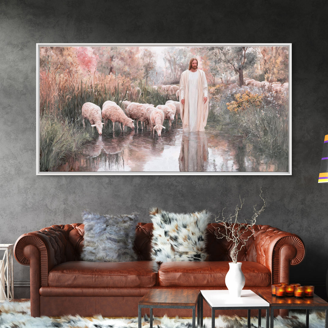 Pastoral Sunrise - Framed Canvas Print - Christian Wall Art - Christian Art Canvas - Christian Gift - Jesus Painting - Christian Art