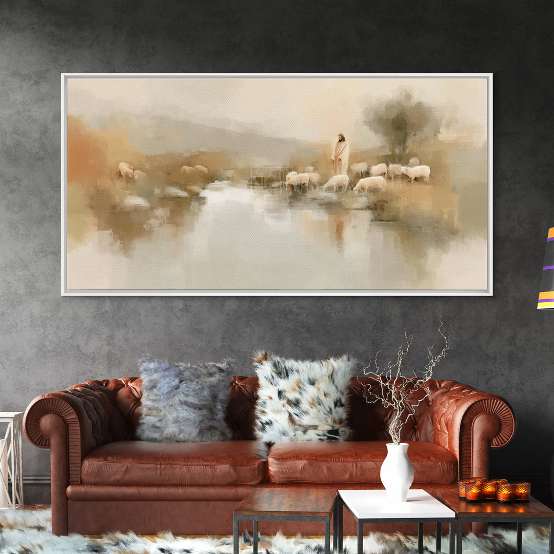 River of Peace | Framed Canvas Print | Christian Art Canvas | Jesus Painting | Christmas Art | Christian Wall Art | Subtle Christian Art
