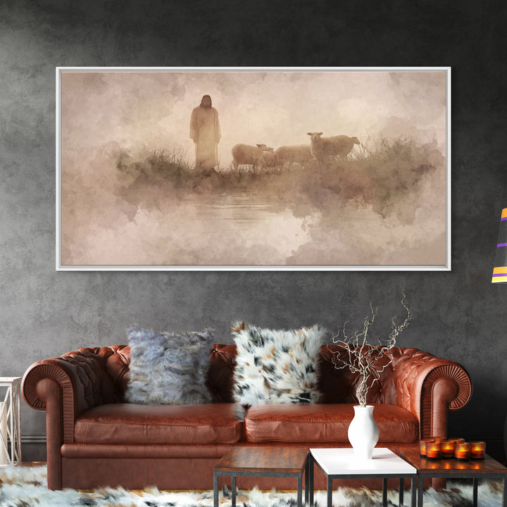 Morning Grace, Framed Canvas Print, Christian Art Print, Jesus Painting, Christian Wall Art, Christian Christmas Art, Minimalist Christian