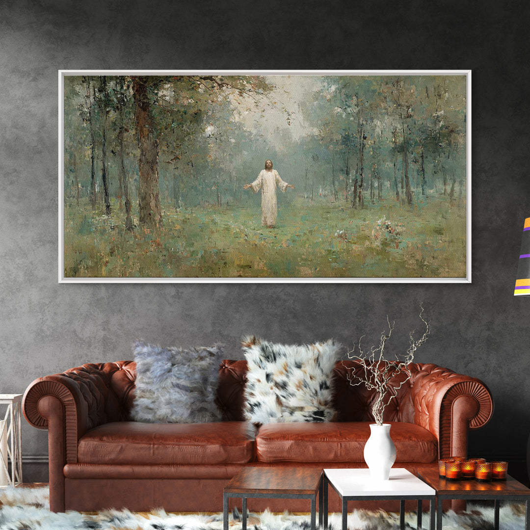 Light of Salvation, Framed Canvas Print, Christian Wall Art, Jesus Painting, Christian Christmas Art, Christian Art Canvas, Modern Christia