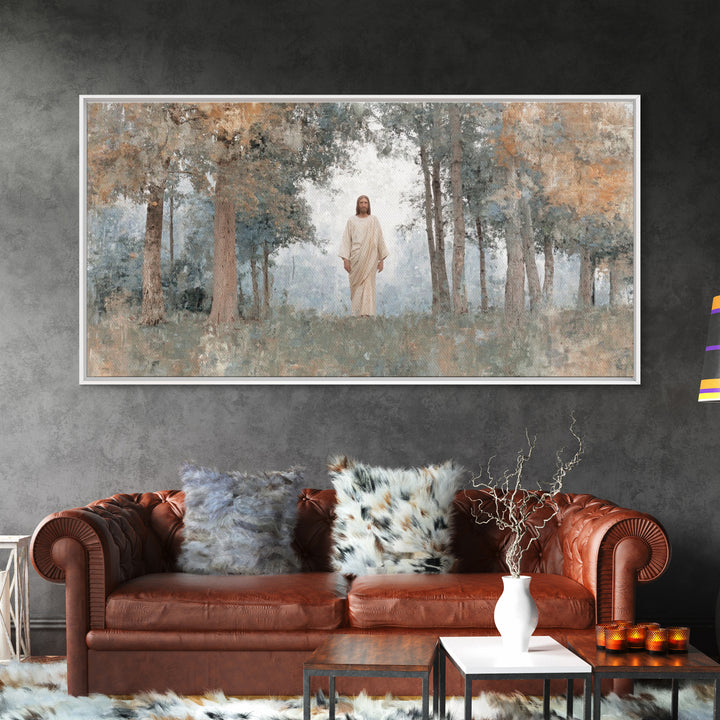 Divine Meadow, Framed Canvas Print, Christian Wall Art, Jesus Painting, Christian Art Canvas, Subtle Christian Art, Christian Christmas Art