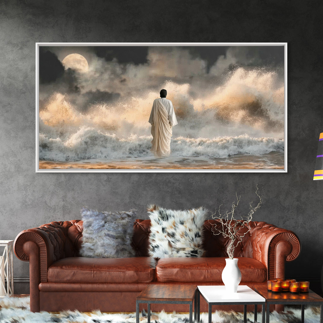Moonlit Deliverance – Framed Canvas Print – Christian Wall Art – Jesus Painting – Christian Art Canvas – Moody Christian Art – Christian Gi
