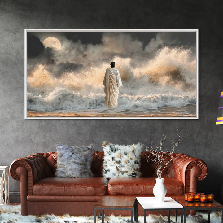 Moonlit Deliverance – Framed Canvas Print – Christian Wall Art – Jesus Painting – Christian Art Canvas – Moody Christian Art – Christian Gi