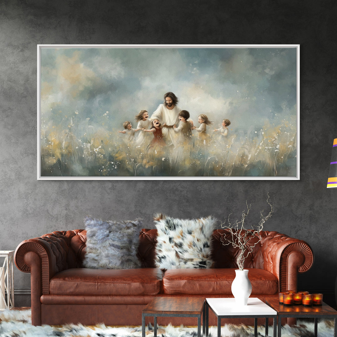 Gentle Shepherd Light | Framed Canvas Print | Christian Art Canvas | Jesus Painting | Christian Wall Art | Christian Christmas Art | Christ