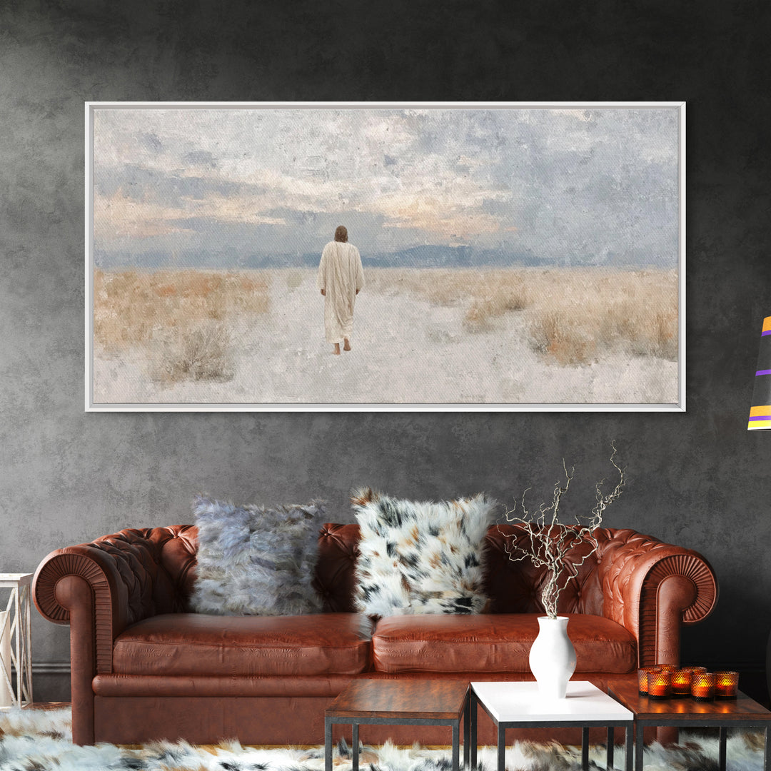 Desert Dawn Path – Framed Canvas Print – Christian Wall Art – Jesus Painting – Christian Art Canvas – Christian Decor – Modern Christian Ar