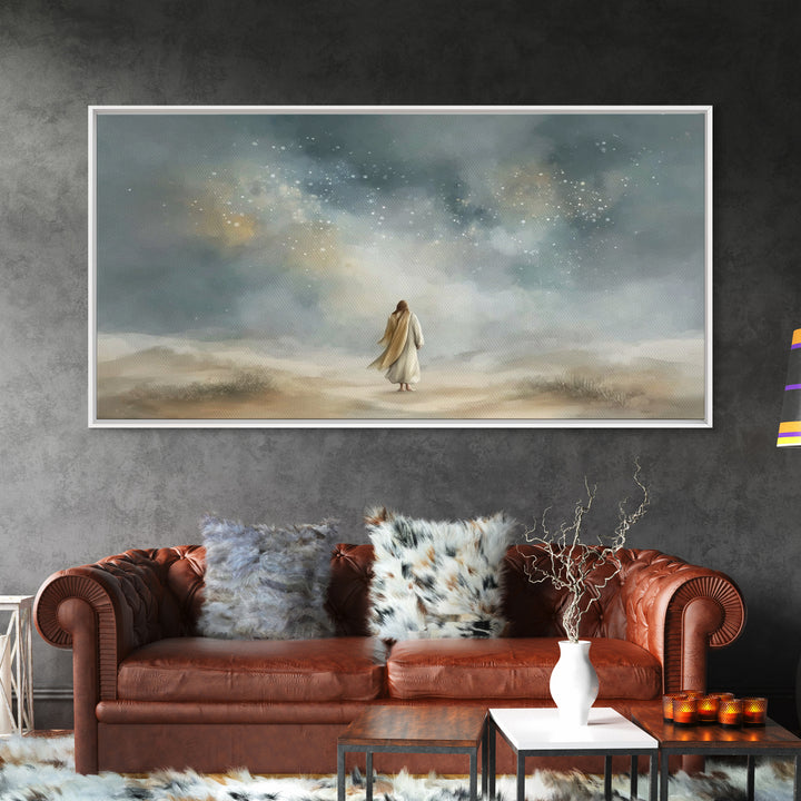 Starlit Promise Walk | Framed Canvas Print | Christian Art Canvas | Jesus Painting | Christian Wall Art | Christian Art Print | Christian D