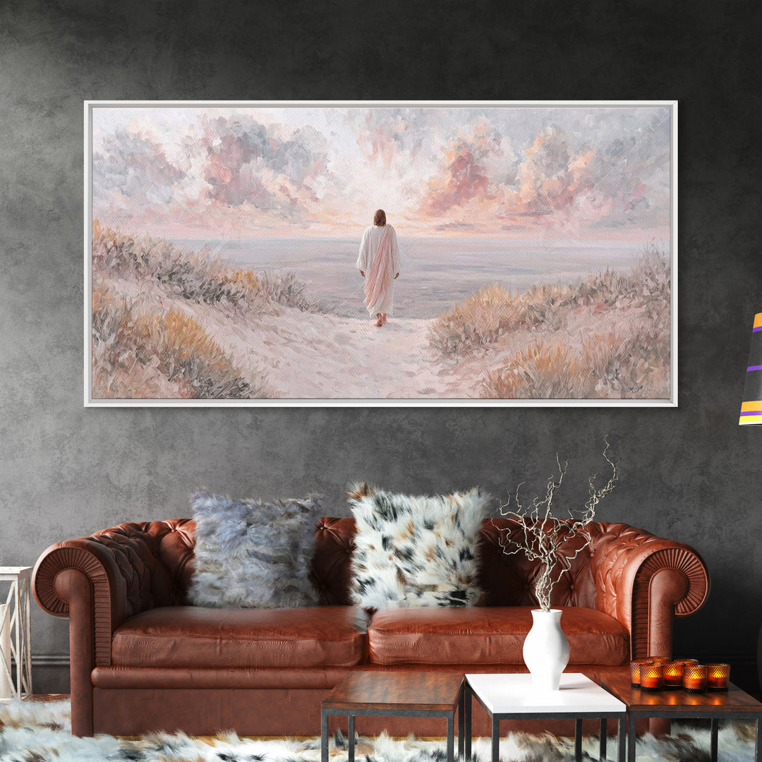 Skyward Steps Light – Framed Canvas Print – Christian Wall Art – Christian Art Canvas – Christian Art Print – Jesus Painting – Christian De