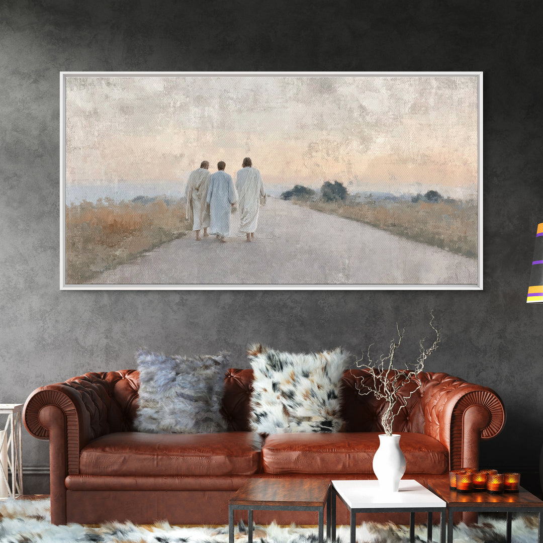 Road Of Companions | Framed Canvas Print | Christian Art Canvas | Christian Wall Art | Christian Paintings | Jesus Painting | Christian Dec