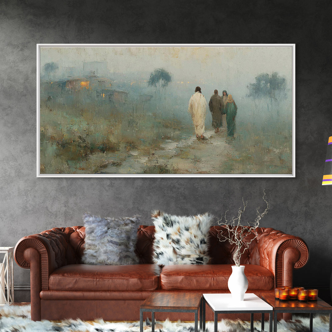Walk To Hope | Framed Canvas Print | Christian Art Canvas | Jesus Painting | Modern Christian Art | Christian Wall Art | Christmas Art