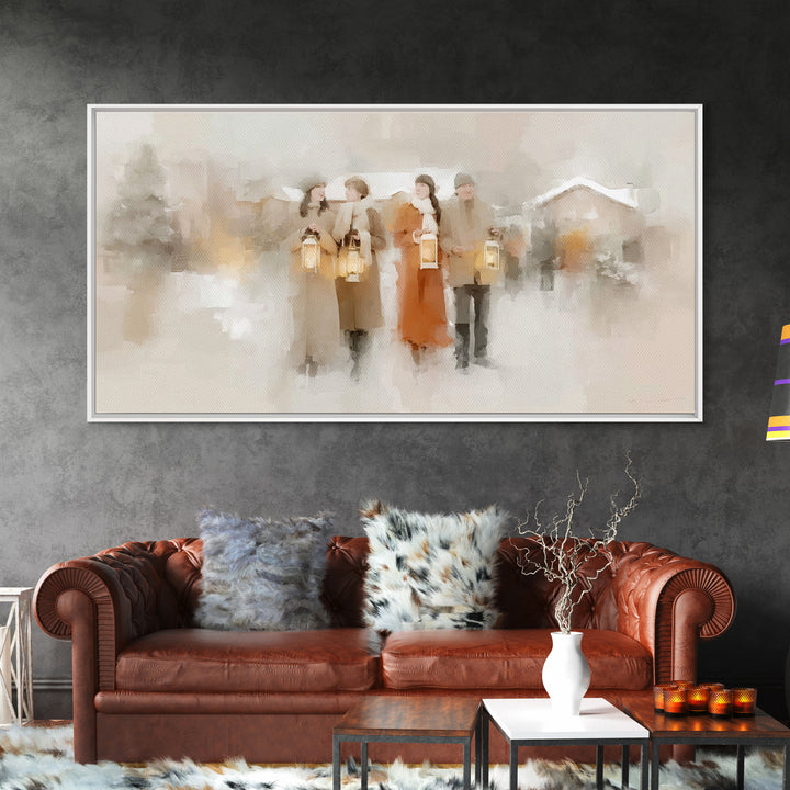 Lantern Fellowship | Framed Canvas Print | Christian Christmas Art | Christmas Wall Art | Christian Art Canvas | Modern Christian Art | Xma