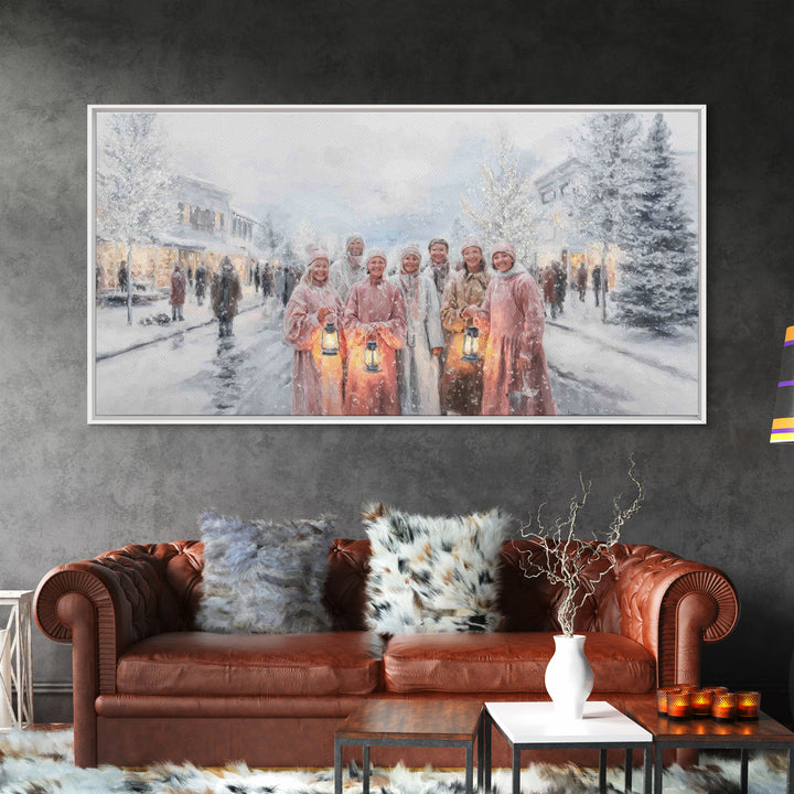 Snowlit Harmony, Framed Canvas Print, Christian Wall Art, Christmas Art Prints, Christian Christmas Art, Christian Art Canvas, Christian Gi