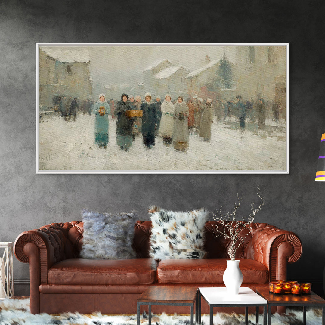 Little Carolers, Framed Canvas Print, Christmas Art Prints, Christian Christmas Art, Christian Art Canvas, Christmas Wall Art, Christian De