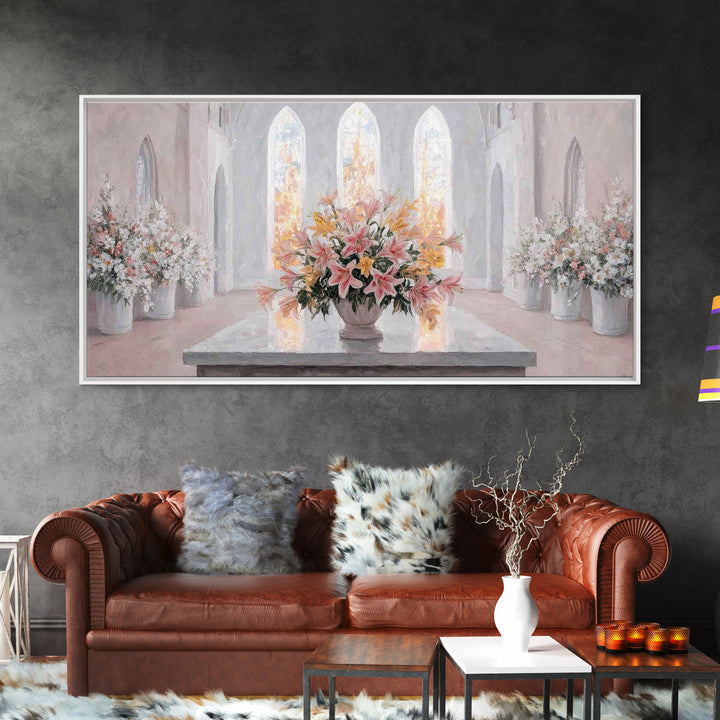 Radiant Blossoms, Framed Canvas Print, Christian Wall Art, Subtle Christian Art, Christian Art Canvas, White Christmas Art, Christian Decor