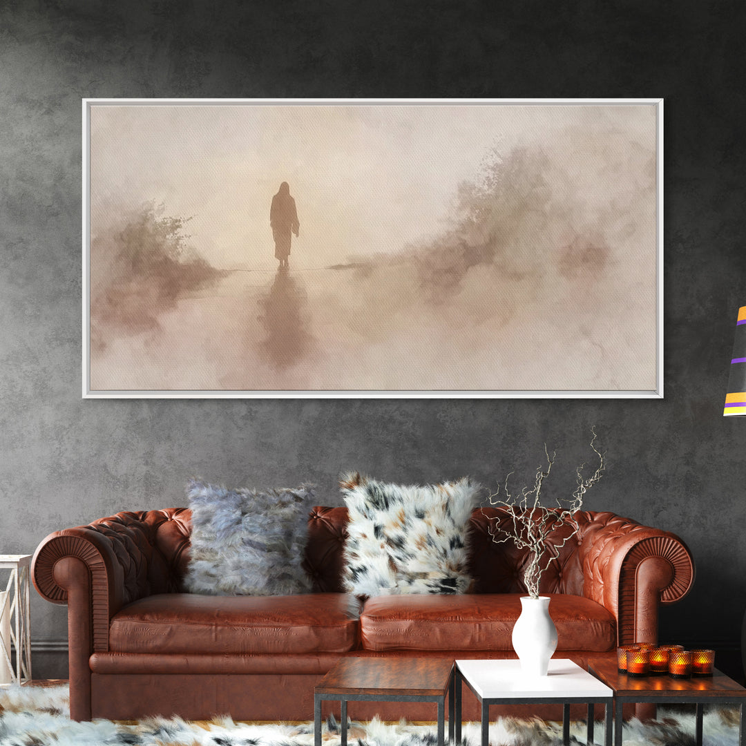 Solitary Savior Path – Framed Canvas Print – Jesus Painting – Jesus Canvas Art – Christian Wall Art – Modern Christian Art – Large Jesus Pa