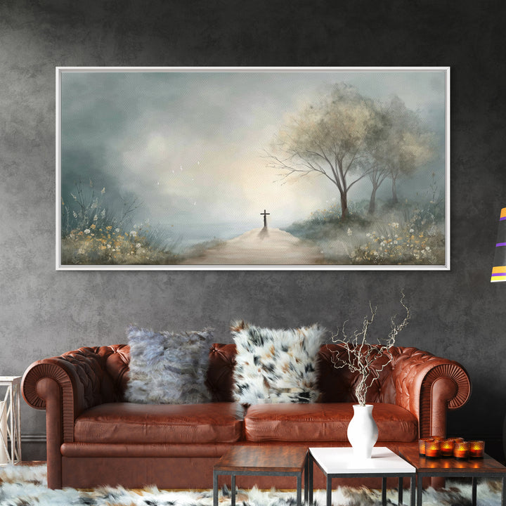 Crossroad Of Hope – Framed Canvas Print – Christian Wall Art – Christian Art Canvas – Christian Art Work – Moody Christian Art – Christian