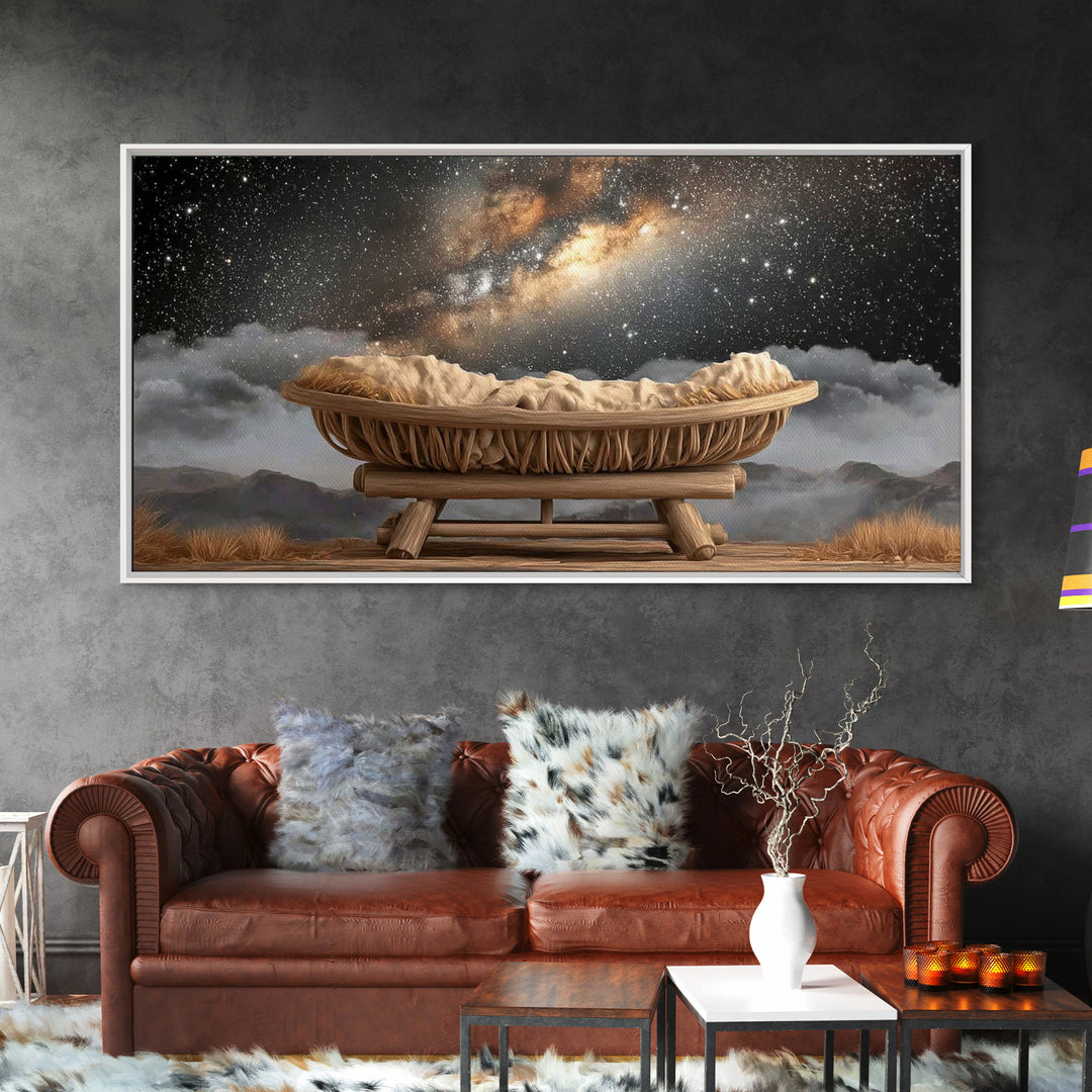 Heavenly Cradle – Framed Canvas Print – Christmas Art – Christian Christmas Art – Christian Decor – Christian Wall Art