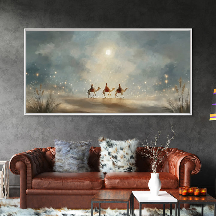 Guided By Starlight, Framed Canvas Print, Christmas Art Prints, Christian Christmas Art, Christian Wall Art, Christian Decor