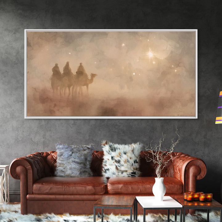 Wisemen In Dawn – Framed Canvas Print – Christian Christmas Art – Christmas Wall Art – Christian Art Canvas – Christian Decor
