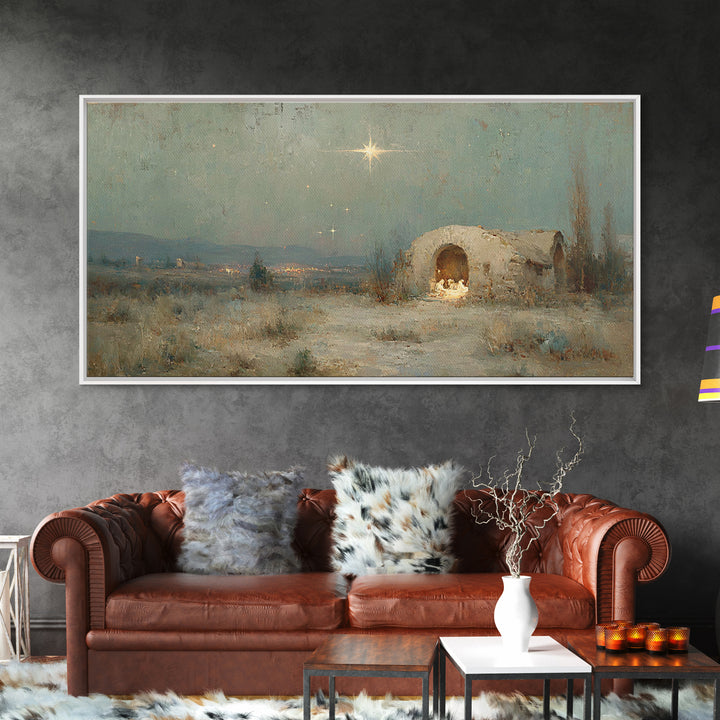 Bethlehem Light – Framed Canvas Print – Jesus Art – Christian Decor – Christian Canvas – Christian Gifts – Christian Art – Christmas Art