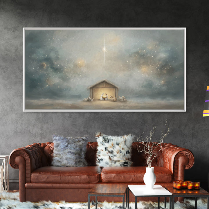 Desert Nativity – Framed Canvas Print – Jesus Art – Christian Gifts – Christian Decor – Christmas Art – Christian Canvas – Christian Art
