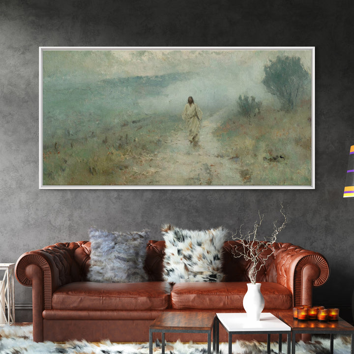 Quiet Valley Walk, Framed Canvas Print, Christian Wall Art, Christian Art Canvas, Jesus Painting, Large Christian Art, Christian Christmas