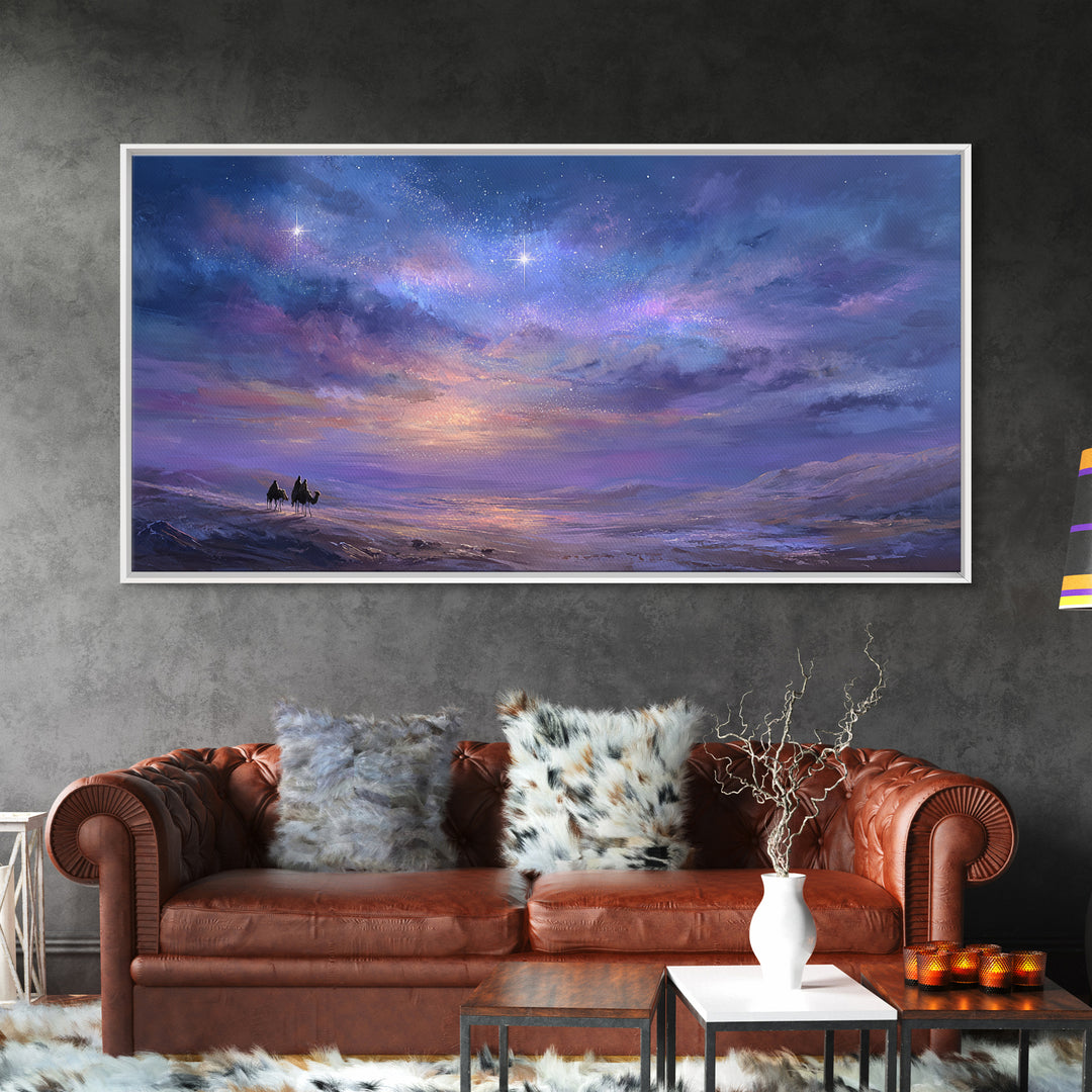 Heavens of Promise, Framed Canvas Print, Christian Art Prints, Christmas Wall Art, Christian Christmas Art, Christian Painting, Modern Chri