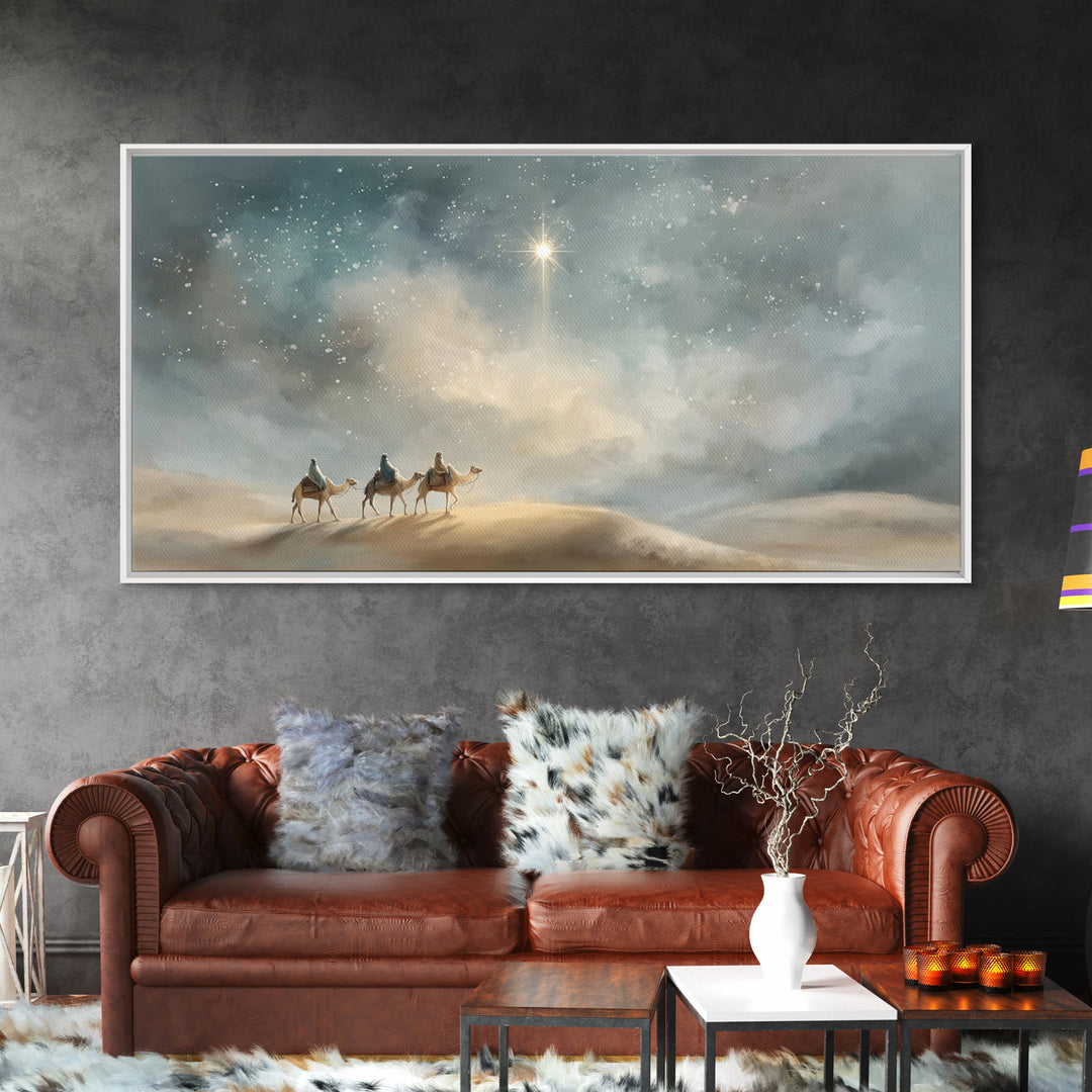 Desert Choir of Light – Framed Canvas Print – Christian Art – Christmas Wall Art – Christian Art Canvas – Christian Painting – Modern Chris