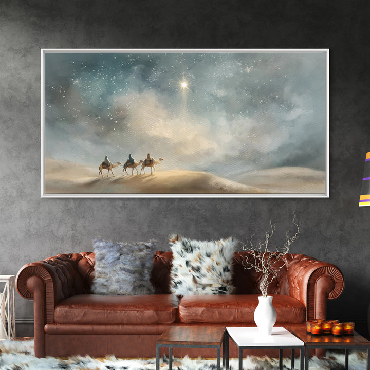 Desert Choir of Light – Framed Canvas Print – Christian Art – Christmas Wall Art – Christian Art Canvas – Christian Painting – Modern Chris