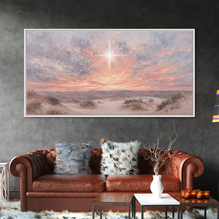 Morning Star Ascending, Framed Canvas Print, Christmas Wall Art, Christian Art Canvas, Christian Christmas Art, Christian Art Print, Moody