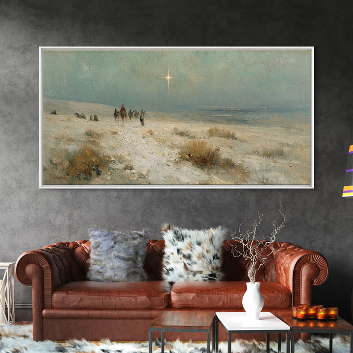 The Guiding Star – Framed Canvas Print – Christian Wall Art – Christmas Art – Jesus Painting – Christian Art Canvas – Christmas Wall Art