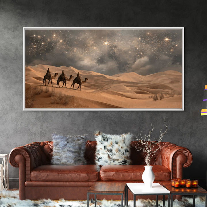 Desert Star Journey, Framed Canvas Print, Christmas Art, Christian Christmas Art, Christian Wall Art, Christian Art Canvas, Jesus Painting