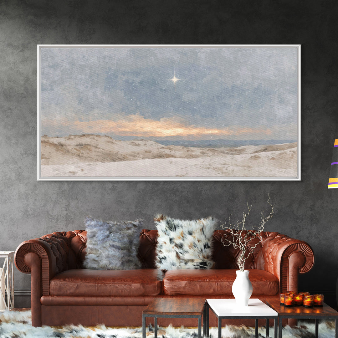 Holy Dawn Light | Framed Canvas Print | Christian Art Canvas | Christian Wall Art | Christmas Art | Jesus Painting | Christian Christmas Ar