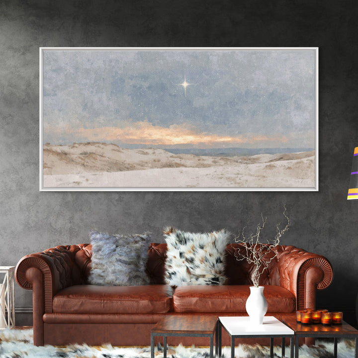 Holy Dawn Light | Framed Canvas Print | Christian Art Canvas | Christian Wall Art | Christmas Art | Jesus Painting | Christian Christmas Ar