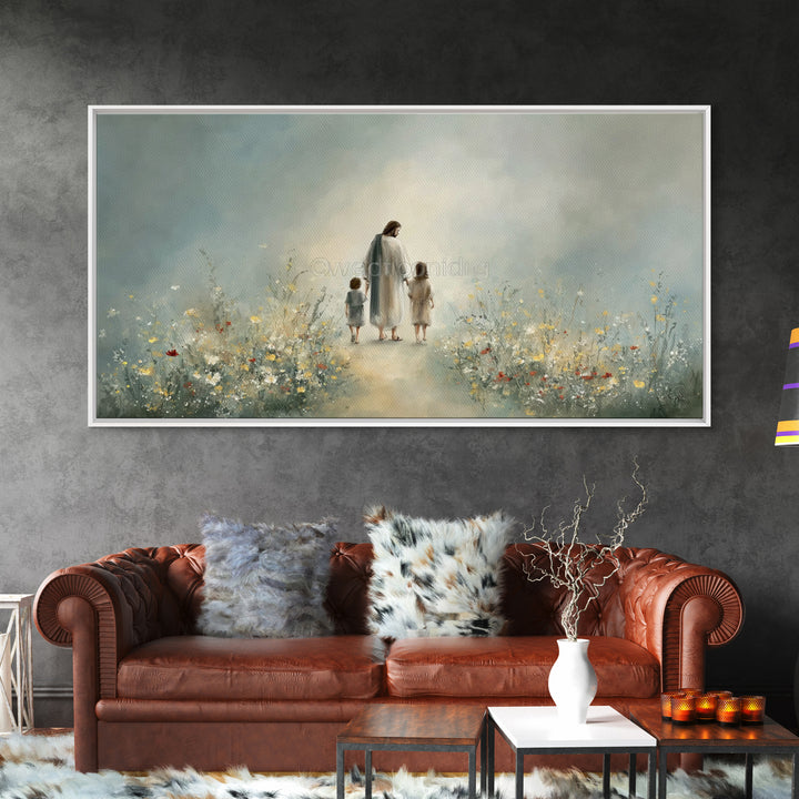 Walk in His Peace – Framed Canvas Print – Christian Art – Christian Wall Art – Jesus Painting – Christian Art Canvas – Christian Gift
