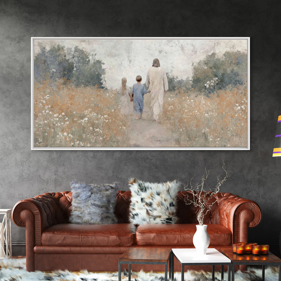Path of Light, Framed Canvas Print, Christian Wall Art, Christian Art Canvas, Jesus Painting, Christian Art, Christian Christmas Art