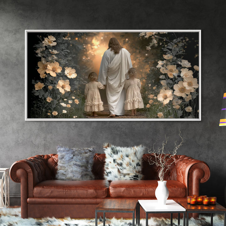 Garden Light Blessing, Framed Canvas Print, Jesus Painting, Christian Wall Art, Christian Art, Christian Art Canvas, Christian Gift