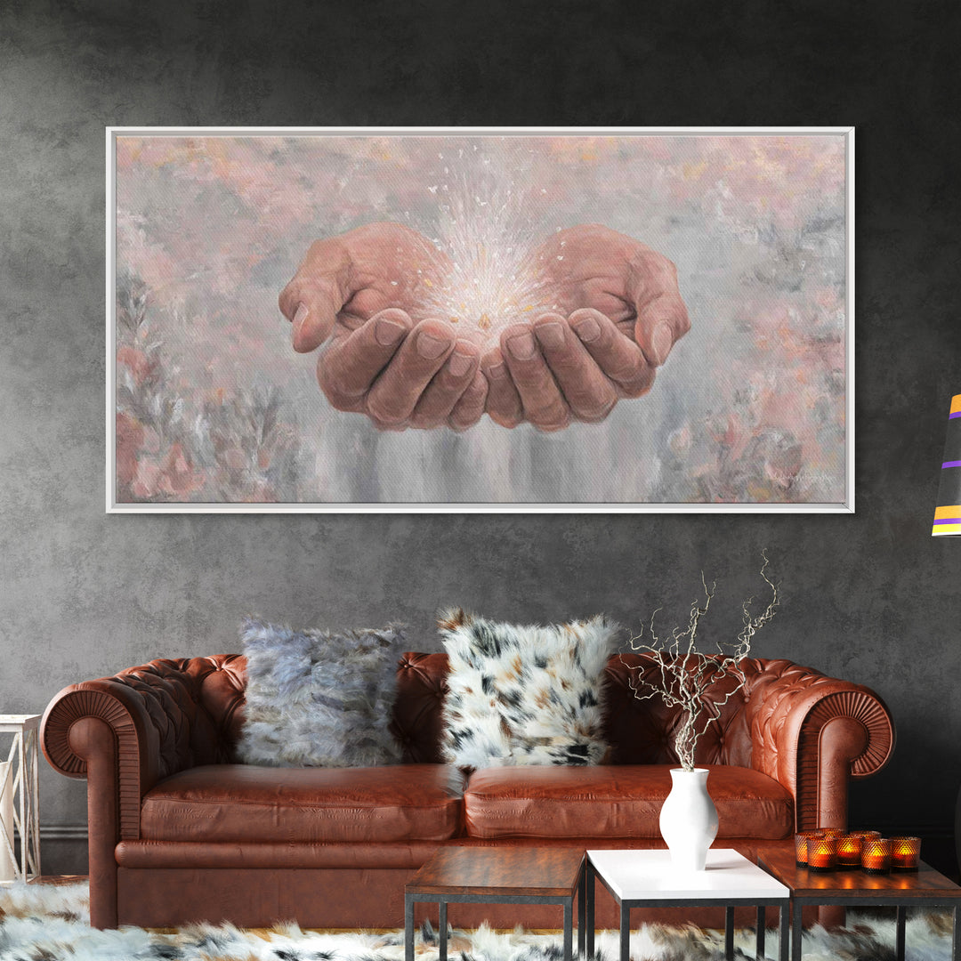 Blessing of Light – Framed Canvas Print – Christian Art Canvas – Christian Art Print – Christian Wall Art – Jesus Painting – Christian Deco