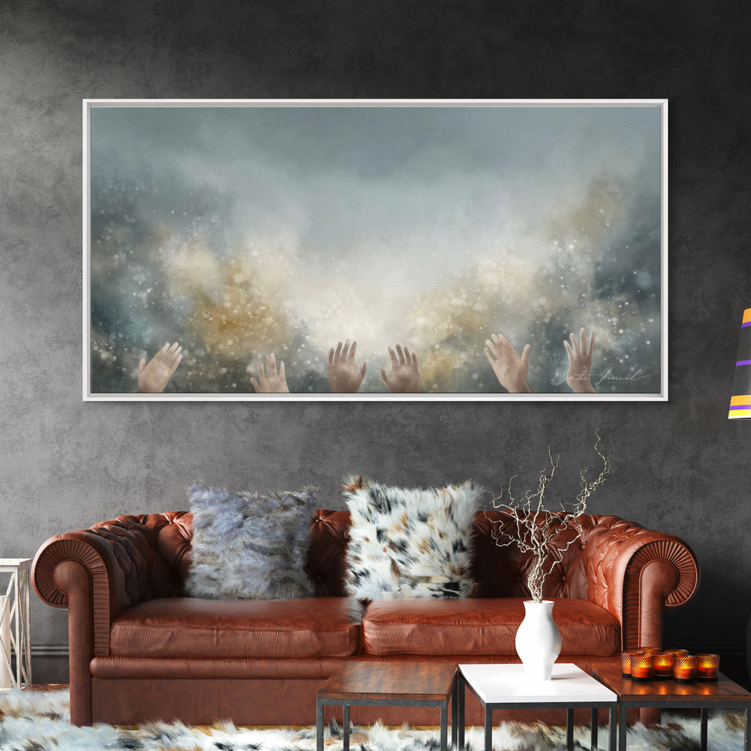 Glory Unveiled – Framed Canvas Print – Christian Wall Art – Subtle Christian Art – Christian Art Canvas – White Christmas Art