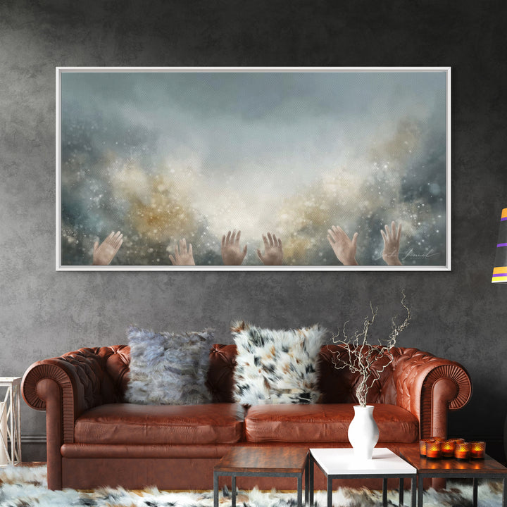 Glory Unveiled – Framed Canvas Print – Christian Wall Art – Subtle Christian Art – Christian Art Canvas – White Christmas Art