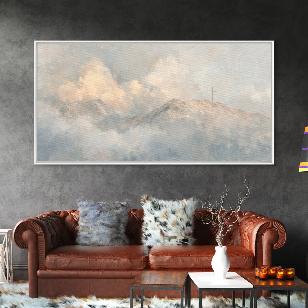 Heaven’s Crest – Framed Canvas Print – Christian Wall Art – Christian Art Canvas – Minimalist Christian Art – Christmas Art Prints