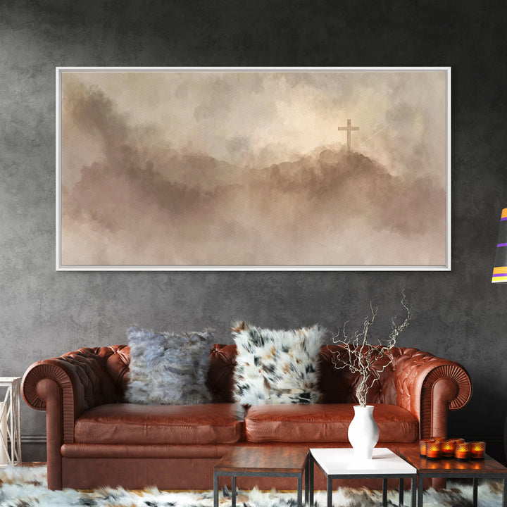 Silent Hilltop – Framed Canvas Print – Christian Art Canvas – Christian Wall Art – Subtle Christian Paintings – Christian Christmas Art